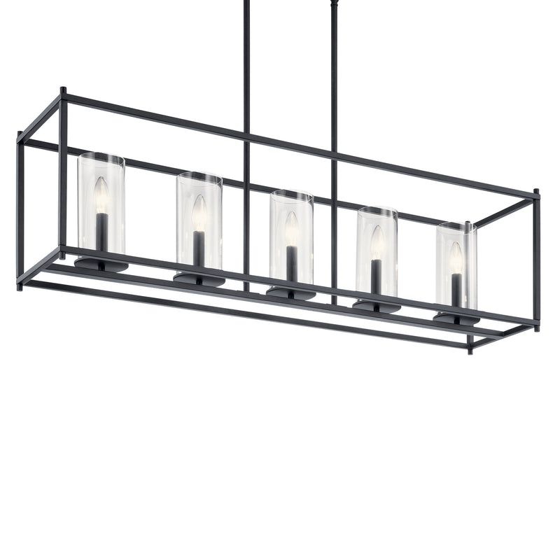 Kichler 43995BK Five Light Linear Chandelier, Black