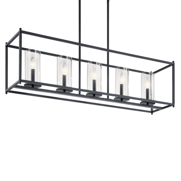 Kichler 43995BK Five Light Linear Chandelier, Black