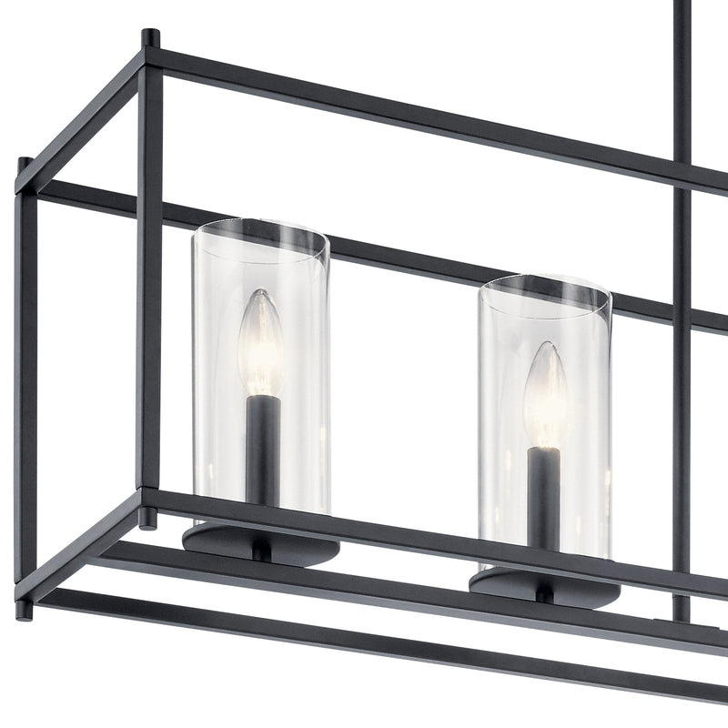 Kichler 43995BK Five Light Linear Chandelier, Black