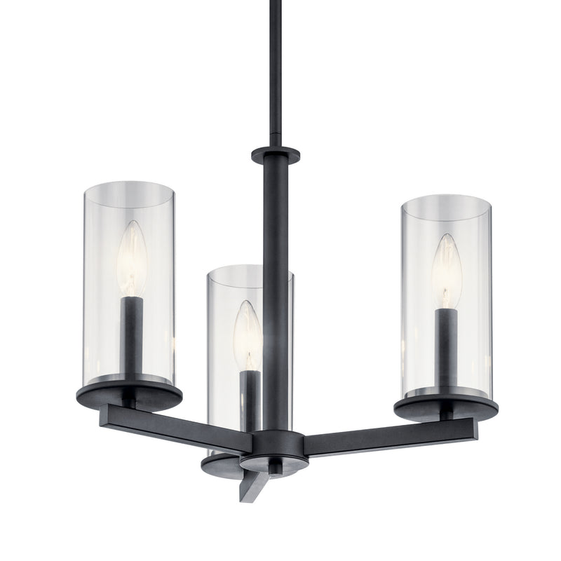 Kichler 43997BK Three Light Chandelier/Semi Flush, Black
