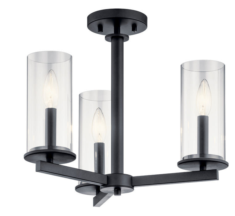 Kichler 43997BK Three Light Chandelier/Semi Flush, Black