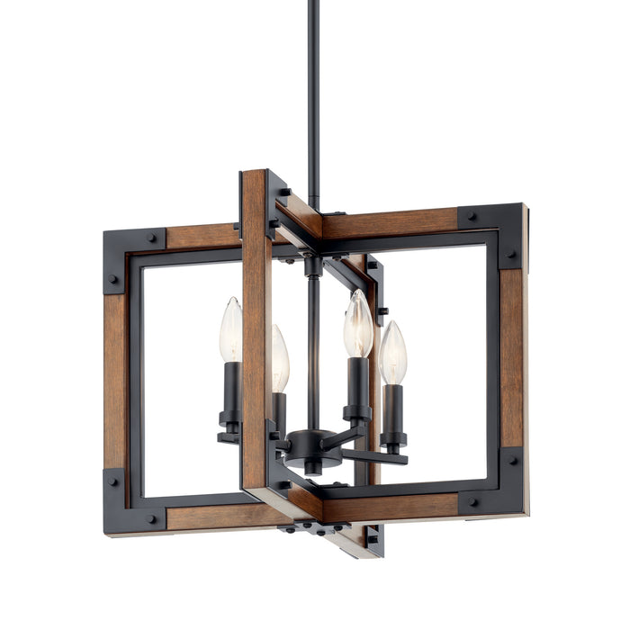 Kichler 44046AUB Four Light Chandelier/Semi Flush Mount, Auburn Stained