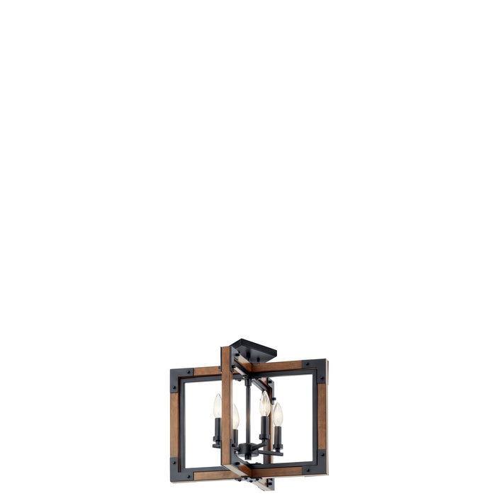 Kichler 44046AUB Four Light Chandelier/Semi Flush Mount, Auburn Stained