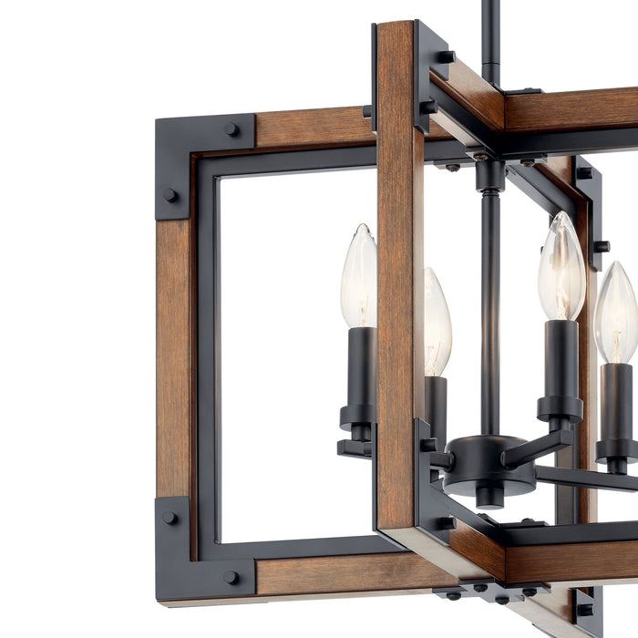 Kichler 44046AUB Four Light Chandelier/Semi Flush Mount, Auburn Stained