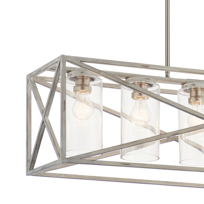 Kichler 44081DAW Five Light Linear Chandelier, Distressed Antique White