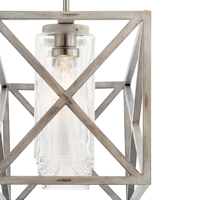 Kichler 44082DAW Seven Light Linear Chandelier, Distressed Antique White