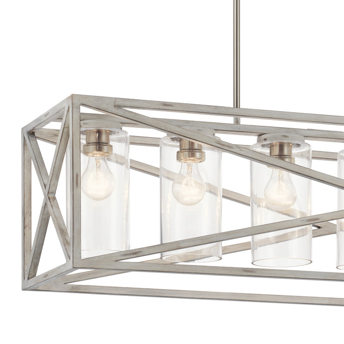 Kichler 44082DAW Seven Light Linear Chandelier, Distressed Antique White