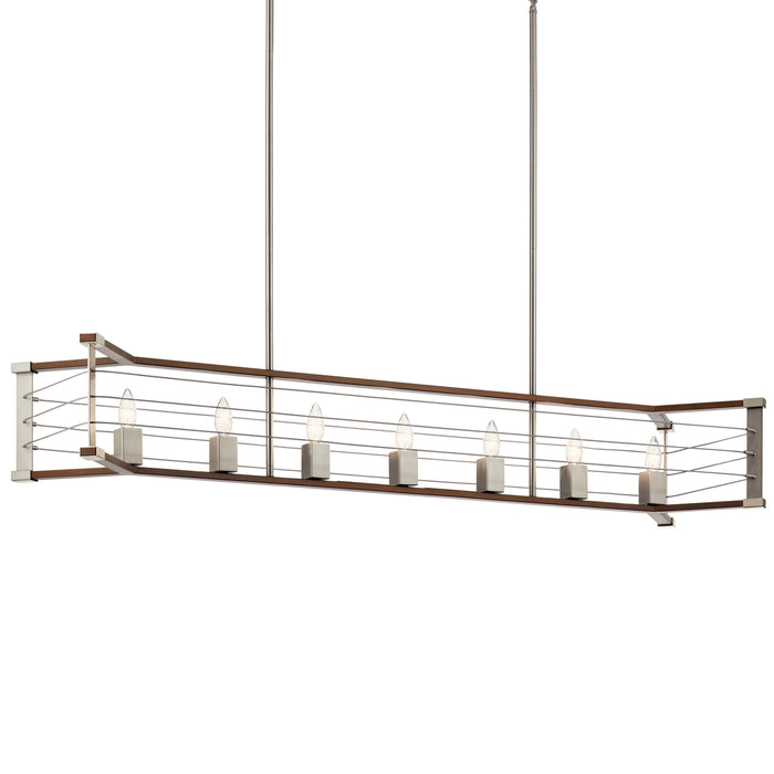 Kichler 44252NI Seven Light Linear Chandelier, Brushed Nickel