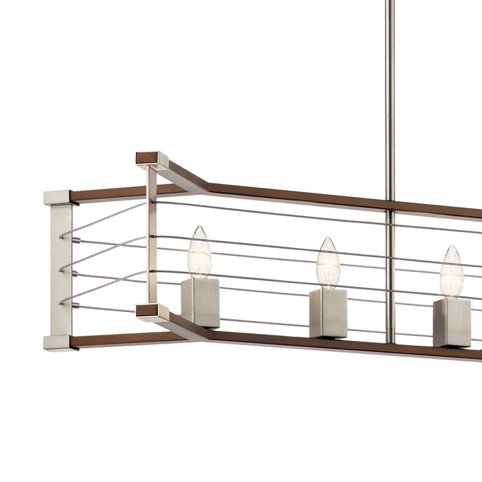 Kichler 44252NI Seven Light Linear Chandelier, Brushed Nickel