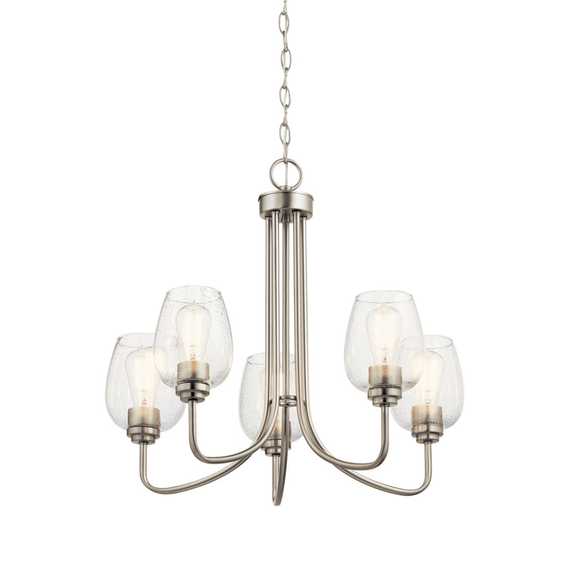 Kichler 44377NICS Five Light Chandelier, Brushed Nickel