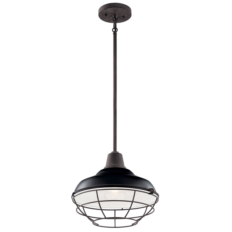 Kichler 49992BK One Light Outdoor Pendant/Semi Flush, Black
