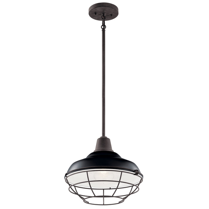 Kichler 49992BK One Light Outdoor Pendant/Semi Flush, Black