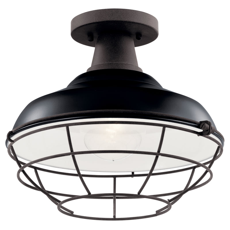 Kichler 49992BK One Light Outdoor Pendant/Semi Flush, Black