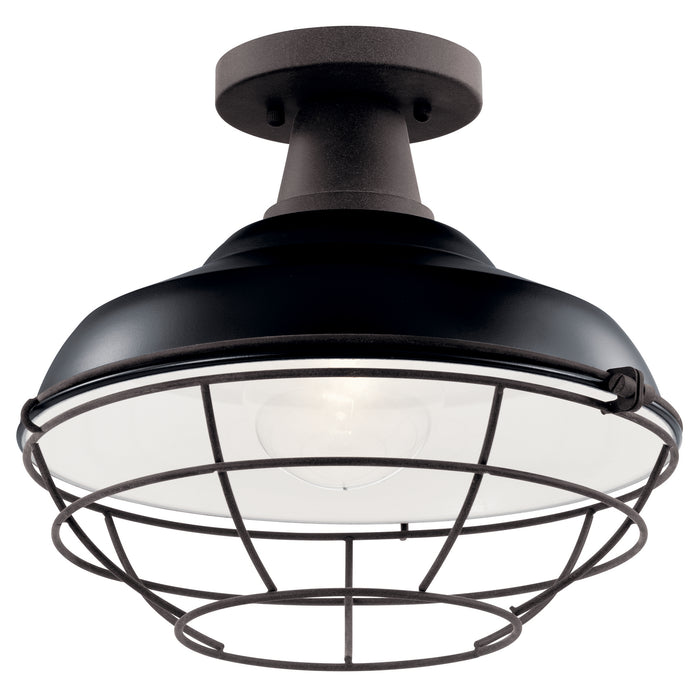Kichler 49992BK One Light Outdoor Pendant/Semi Flush, Black