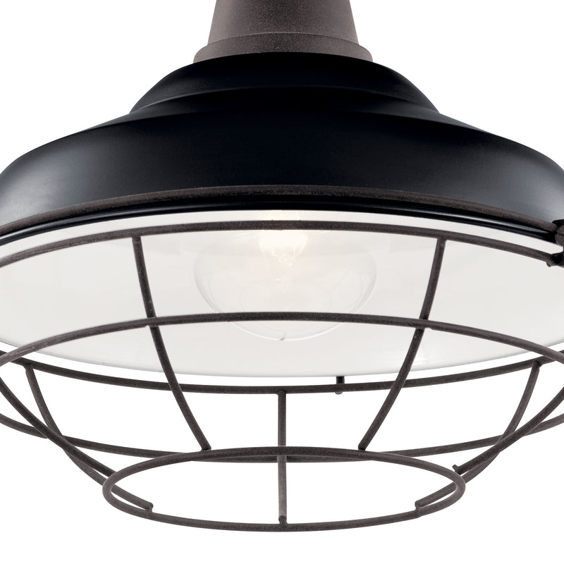 Kichler 49992BK One Light Outdoor Pendant/Semi Flush, Black