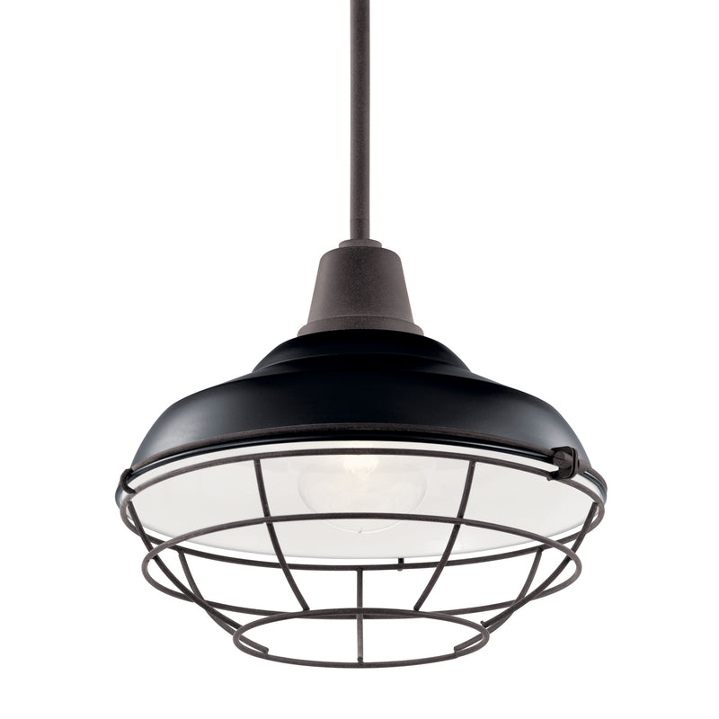 Kichler 49992BK One Light Outdoor Pendant/Semi Flush, Black