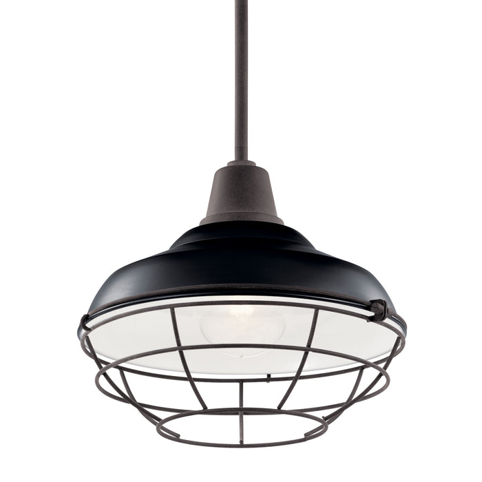Kichler 49992BK One Light Outdoor Pendant/Semi Flush, Black