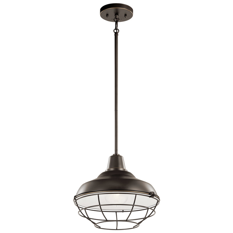 Kichler 49992OZ One Light Outdoor Pendant/Semi Flush, Olde Bronze