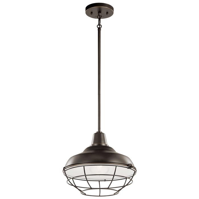 Kichler 49992OZ One Light Outdoor Pendant/Semi Flush, Olde Bronze