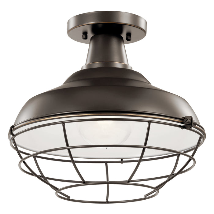 Kichler 49992OZ One Light Outdoor Pendant/Semi Flush, Olde Bronze