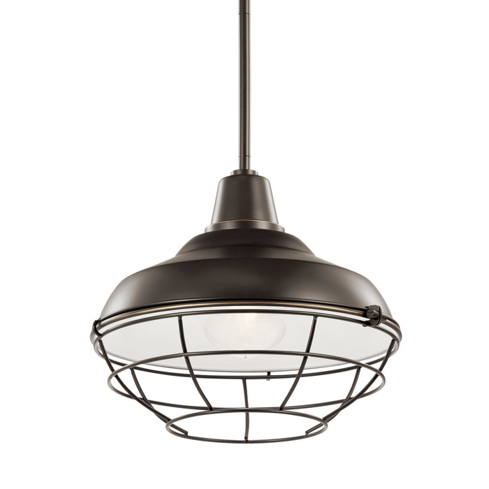 Kichler 49992OZ One Light Outdoor Pendant/Semi Flush, Olde Bronze