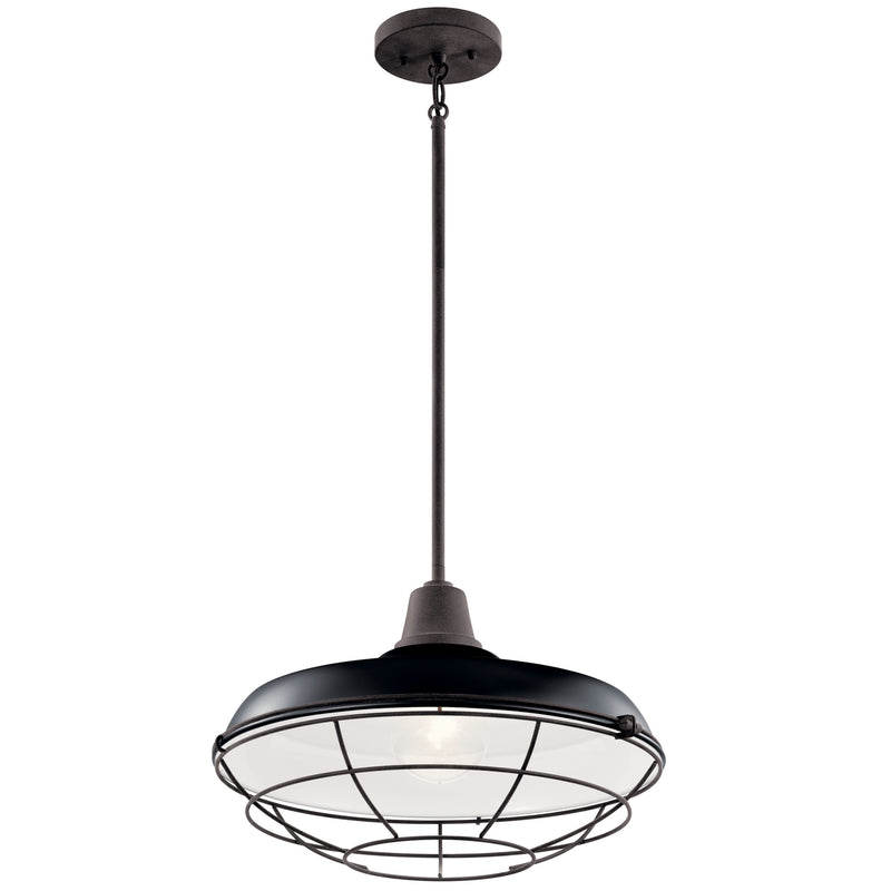 Kichler 49993BK One Light Outdoor Pendant/Semi Flush, Black
