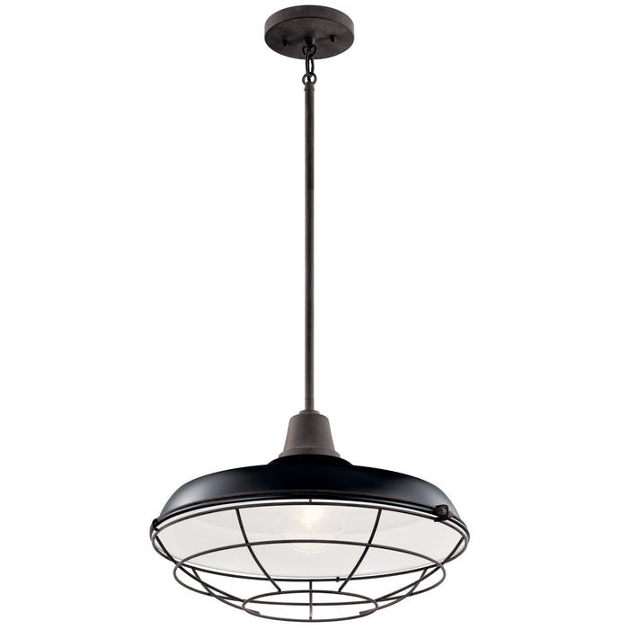 Kichler 49993BK One Light Outdoor Pendant/Semi Flush, Black