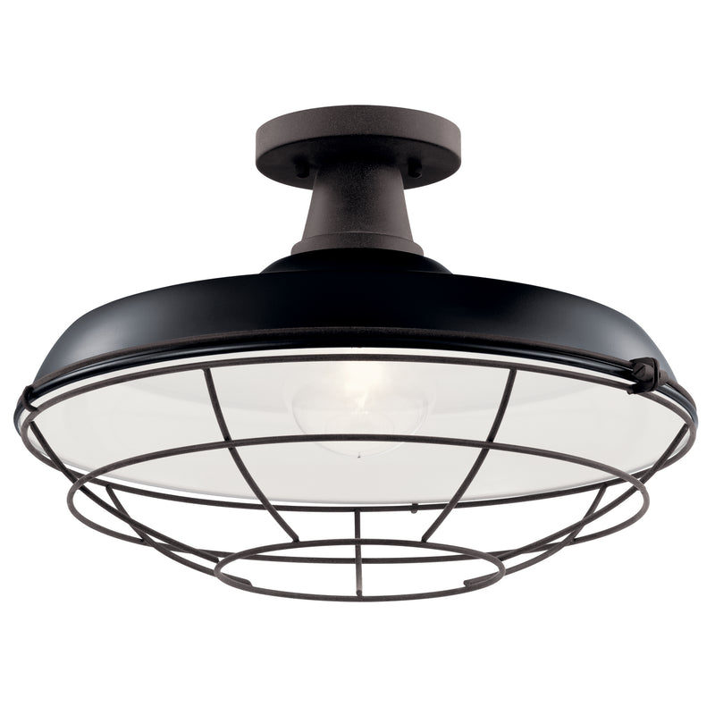 Kichler 49993BK One Light Outdoor Pendant/Semi Flush, Black