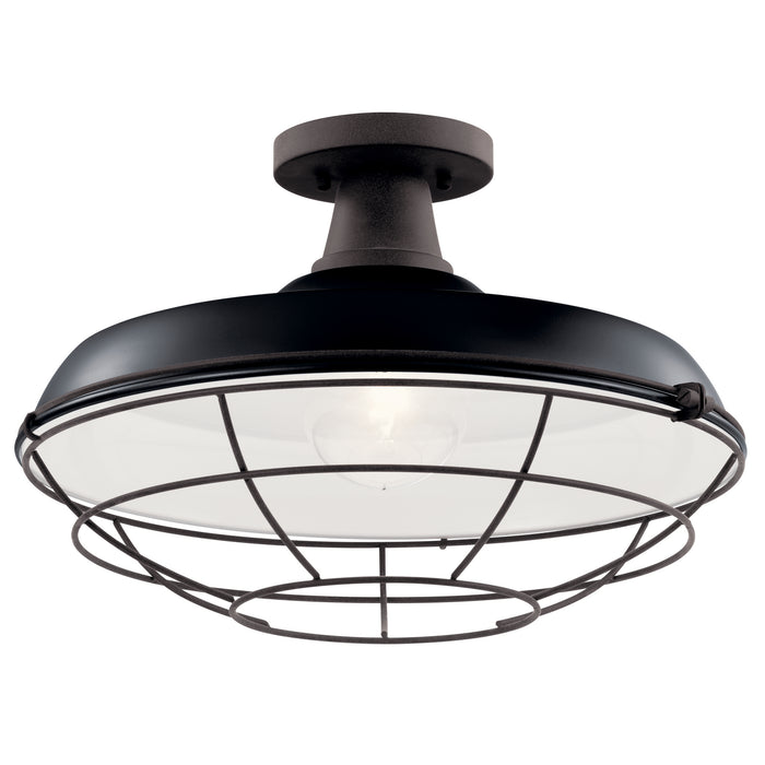 Kichler 49993BK One Light Outdoor Pendant/Semi Flush, Black