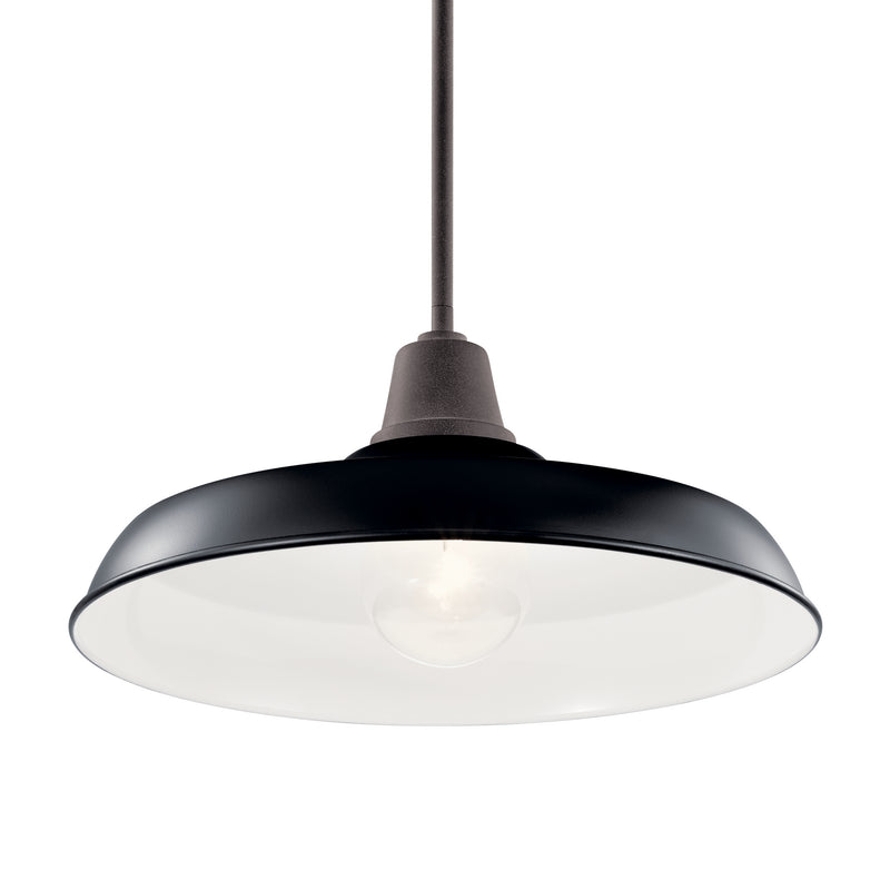 Kichler 49993BK One Light Outdoor Pendant/Semi Flush, Black