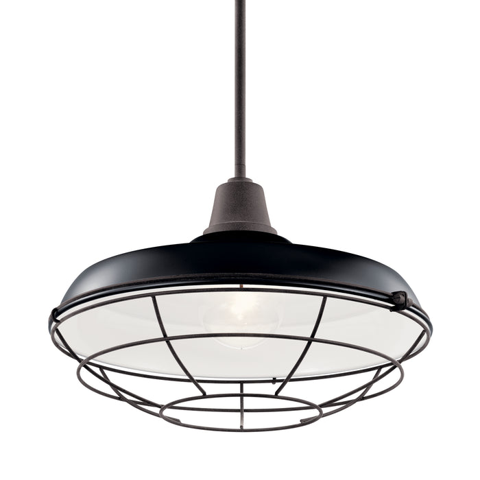 Kichler 49993BK One Light Outdoor Pendant/Semi Flush, Black