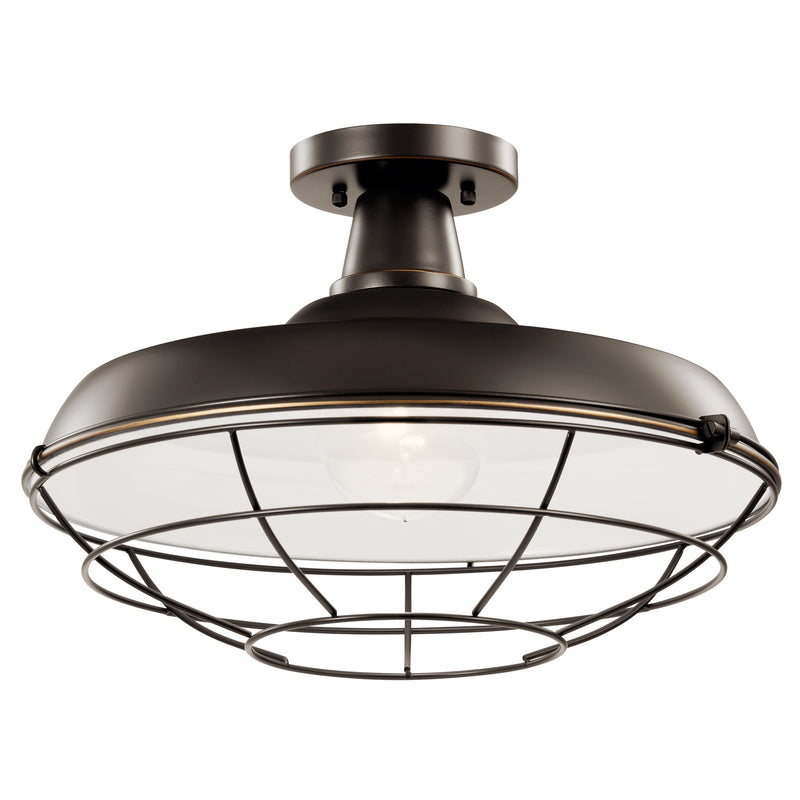 Kichler 49993OZ One Light Outdoor Pendant/Semi Flush, Olde Bronze