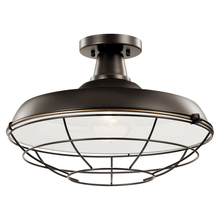 Kichler 49993OZ One Light Outdoor Pendant/Semi Flush, Olde Bronze