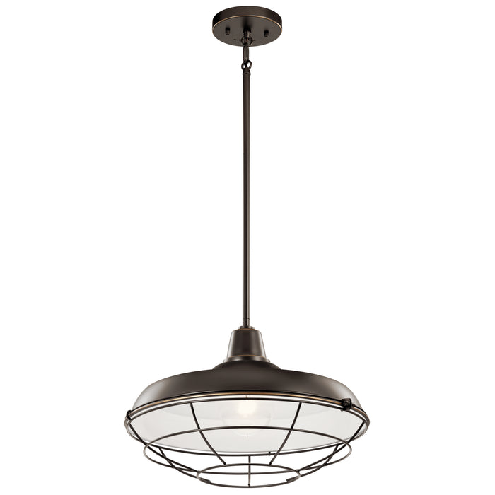 Kichler 49993OZ One Light Outdoor Pendant/Semi Flush, Olde Bronze