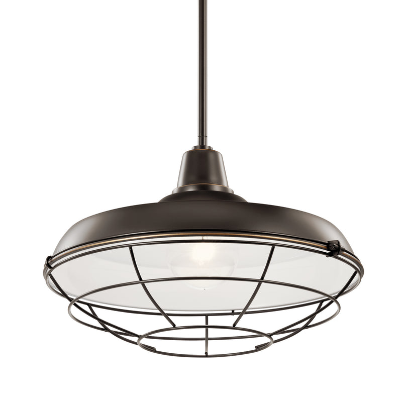 Kichler 49993OZ One Light Outdoor Pendant/Semi Flush, Olde Bronze