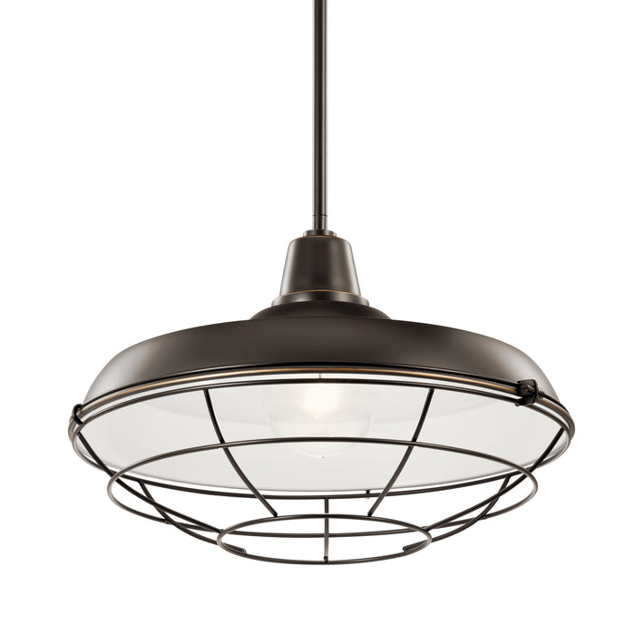 Kichler 49993OZ One Light Outdoor Pendant/Semi Flush, Olde Bronze