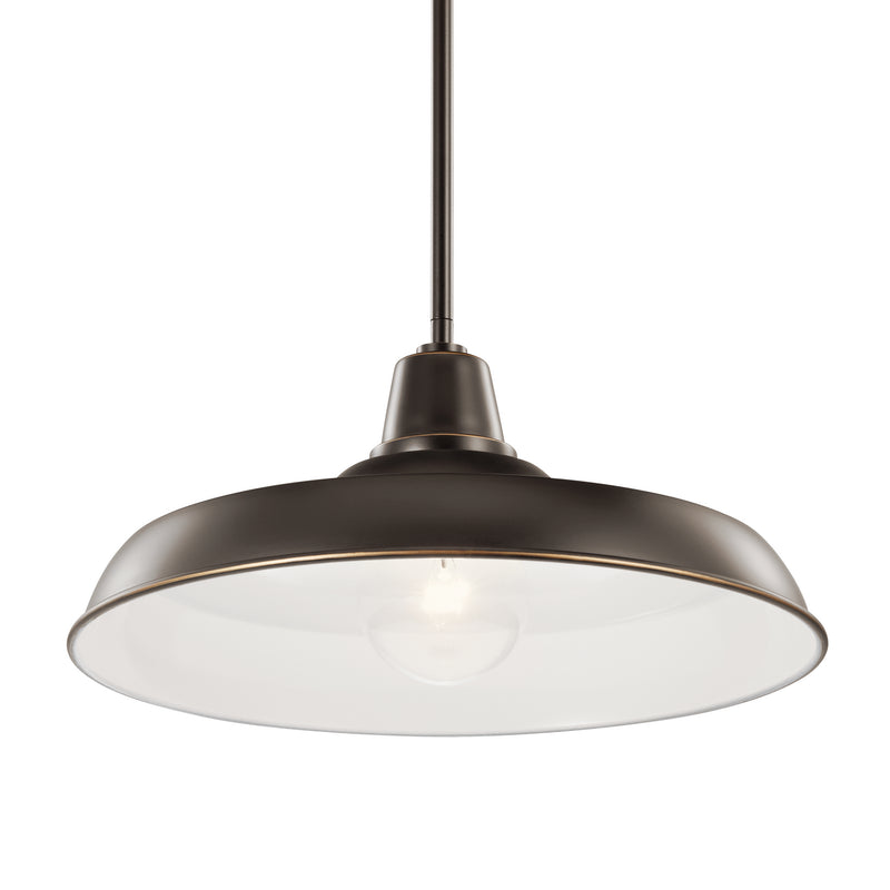 Kichler 49993OZ One Light Outdoor Pendant/Semi Flush, Olde Bronze