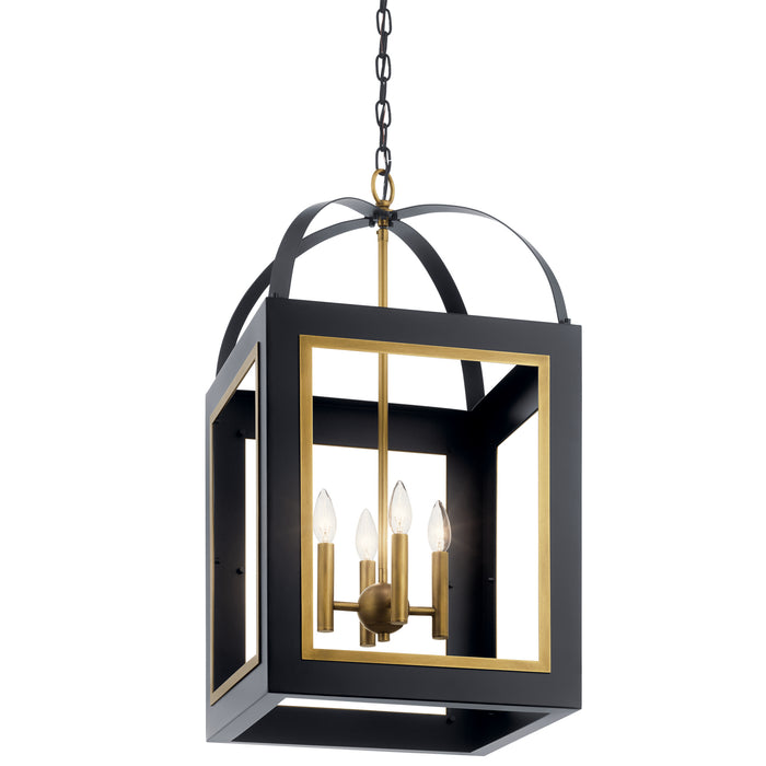 Kichler 52029BKNBR Four Light Foyer Pendant, Black