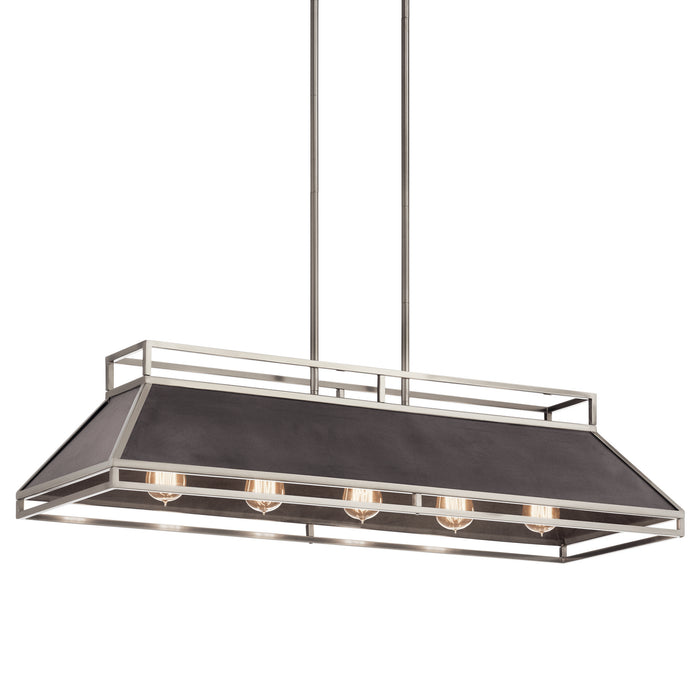 Kichler 52037CLP Five Light Linear Chandelier, Classic Pewter
