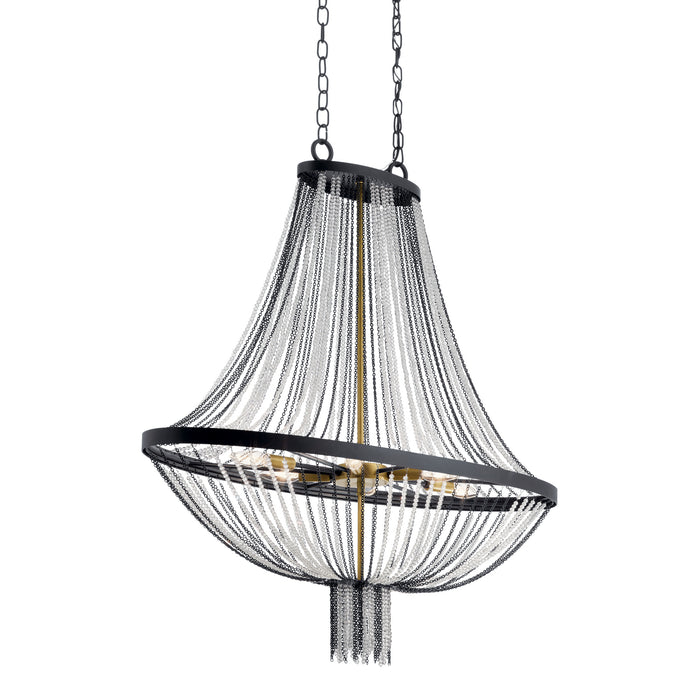 Kichler 52048BKT Six Light Foyer Chandelier, Textured Black