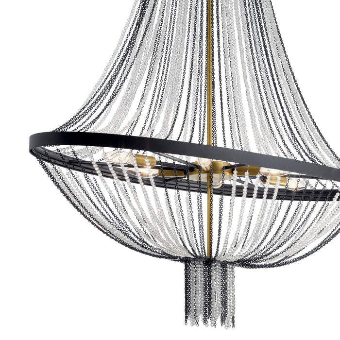 Kichler 52048BKT Six Light Foyer Chandelier, Textured Black