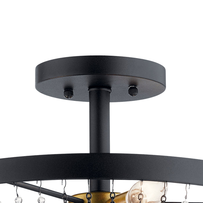 Kichler 52049BKT Three Light Semi Flush Mount, Textured Black