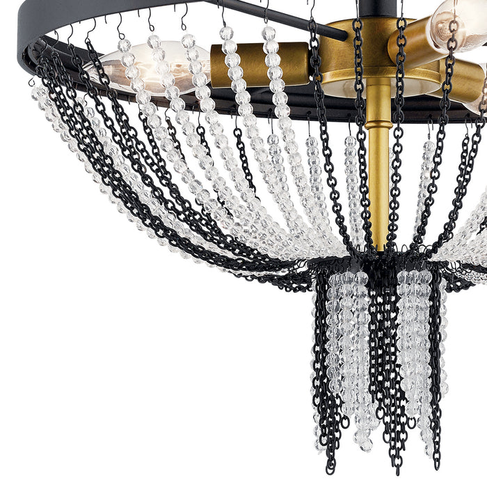 Kichler 52049BKT Three Light Semi Flush Mount, Textured Black