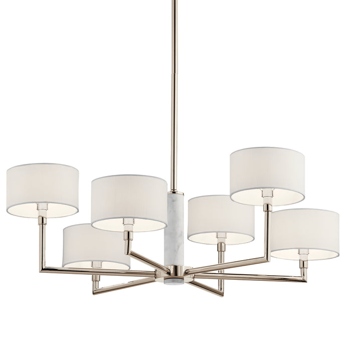 Kichler 52052PN Six Light Chandelier, Polished Nickel
