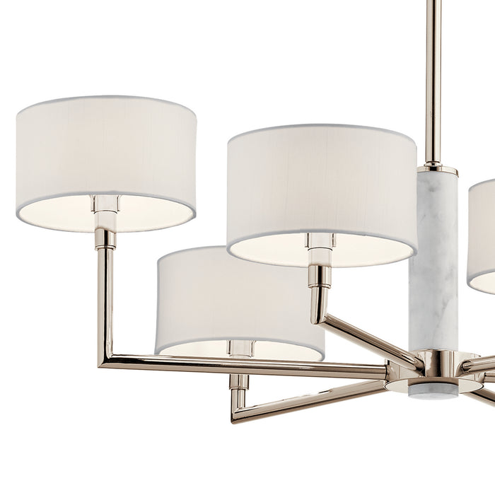 Kichler 52052PN Six Light Chandelier, Polished Nickel