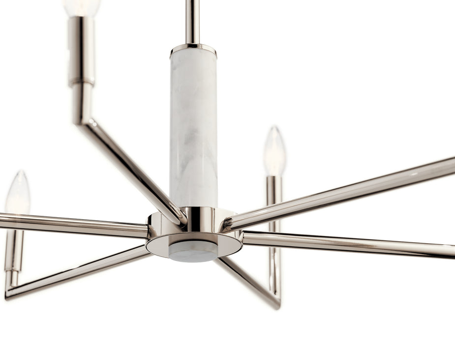 Kichler 52052PN Six Light Chandelier, Polished Nickel