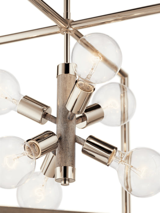 Kichler 52092DAG Six Light Foyer Pendant, Distressed Antique Gray