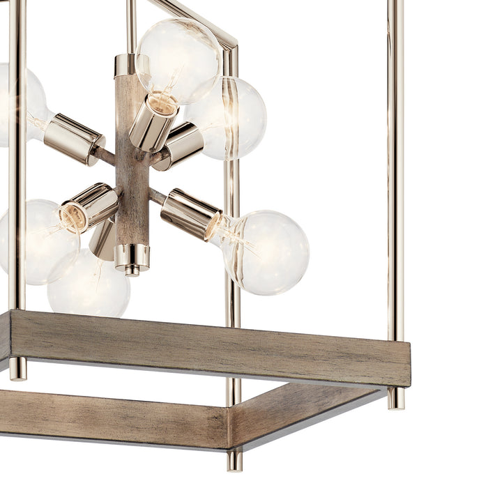 Kichler 52092DAG Six Light Foyer Pendant, Distressed Antique Gray