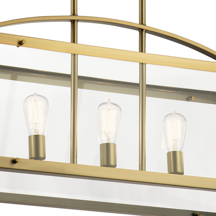 Kichler 52123BNB Five Light Linear Chandelier, Brushed Natural Brass