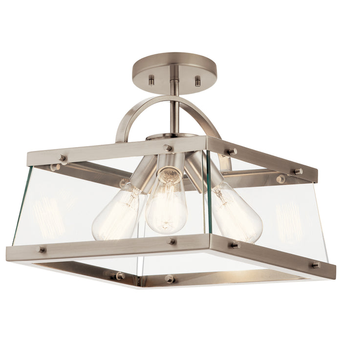 Kichler 52125CLP Three Light Pendant/Semi Flush Mount, Classic Pewter